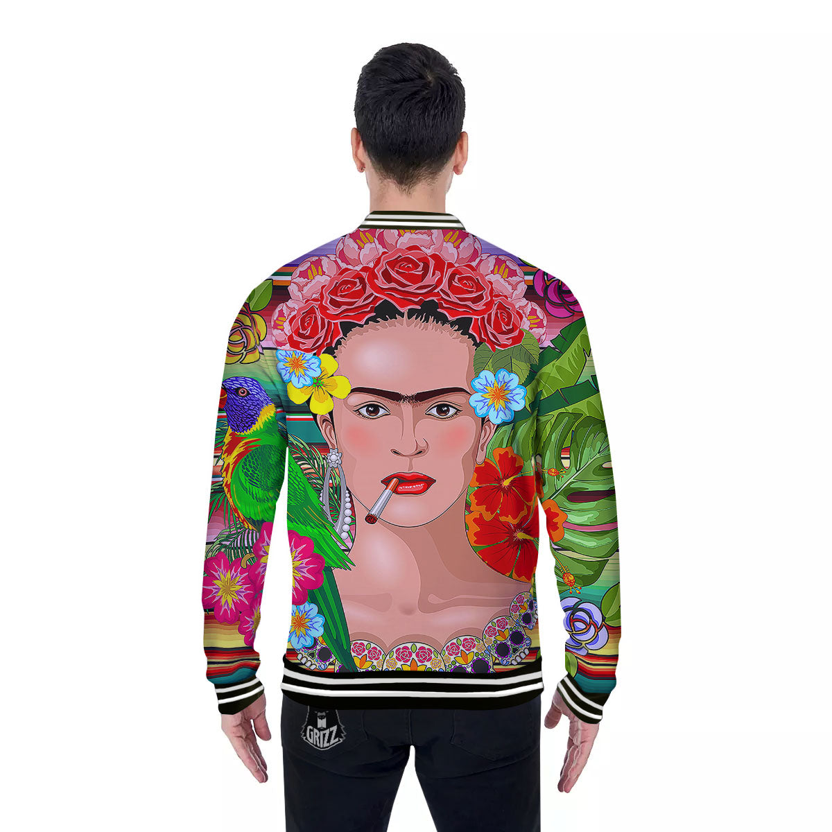 Serape Frida Kahlo Print Baseball Jacket-grizzshop