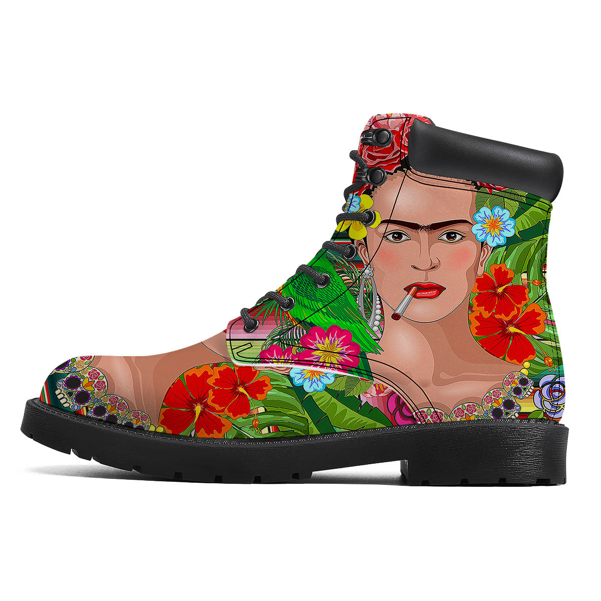 Serape Frida Kahlo Print Boots-grizzshop