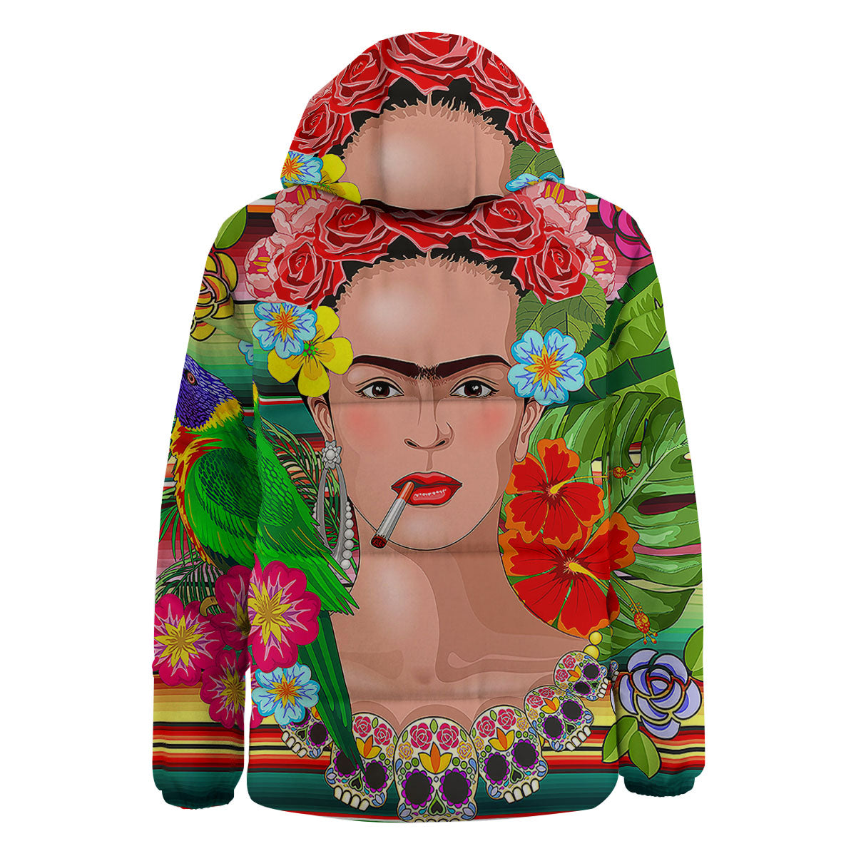 Serape Frida Kahlo Print Down Jacket-grizzshop