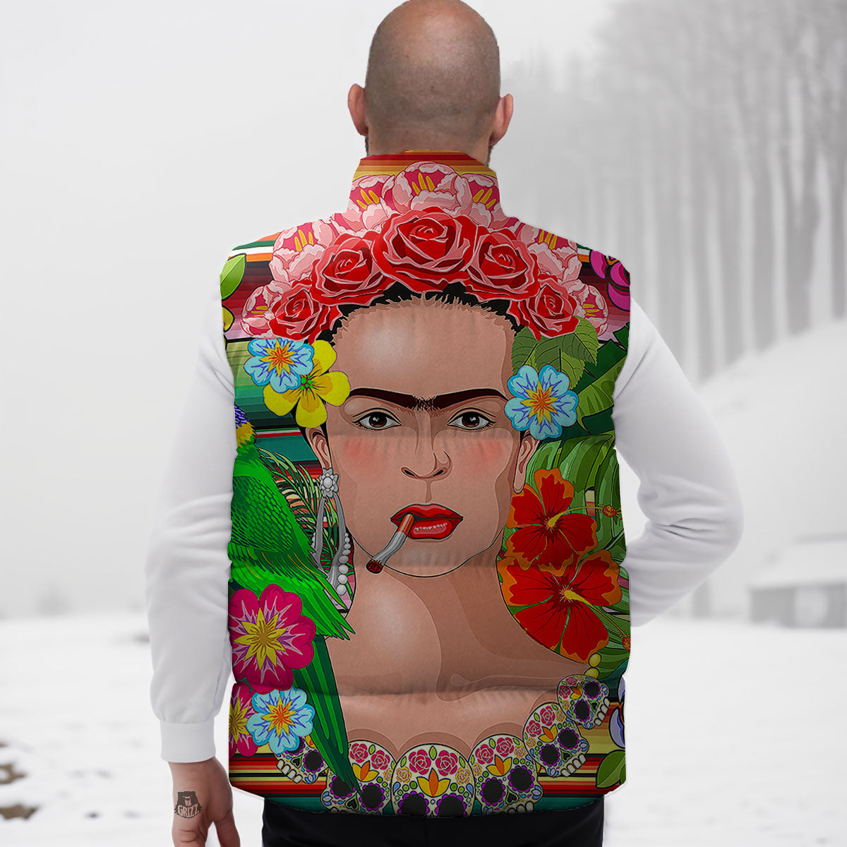 Serape Frida Kahlo Print Down Vest
