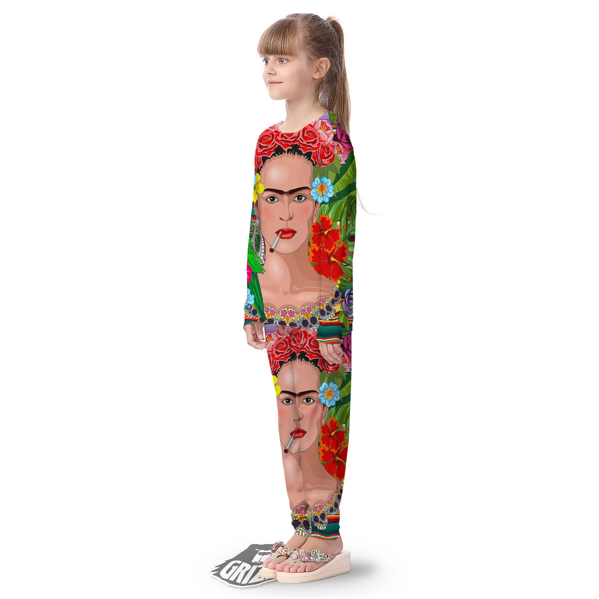 Serape Frida Kahlo Print Kid's Pajamas-grizzshop