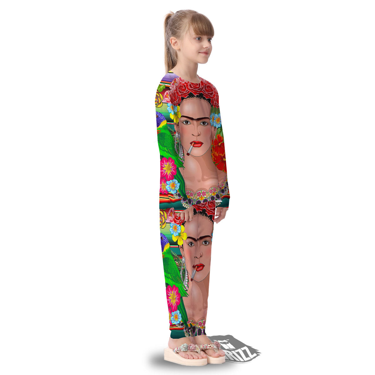 Serape Frida Kahlo Print Kid's Pajamas-grizzshop