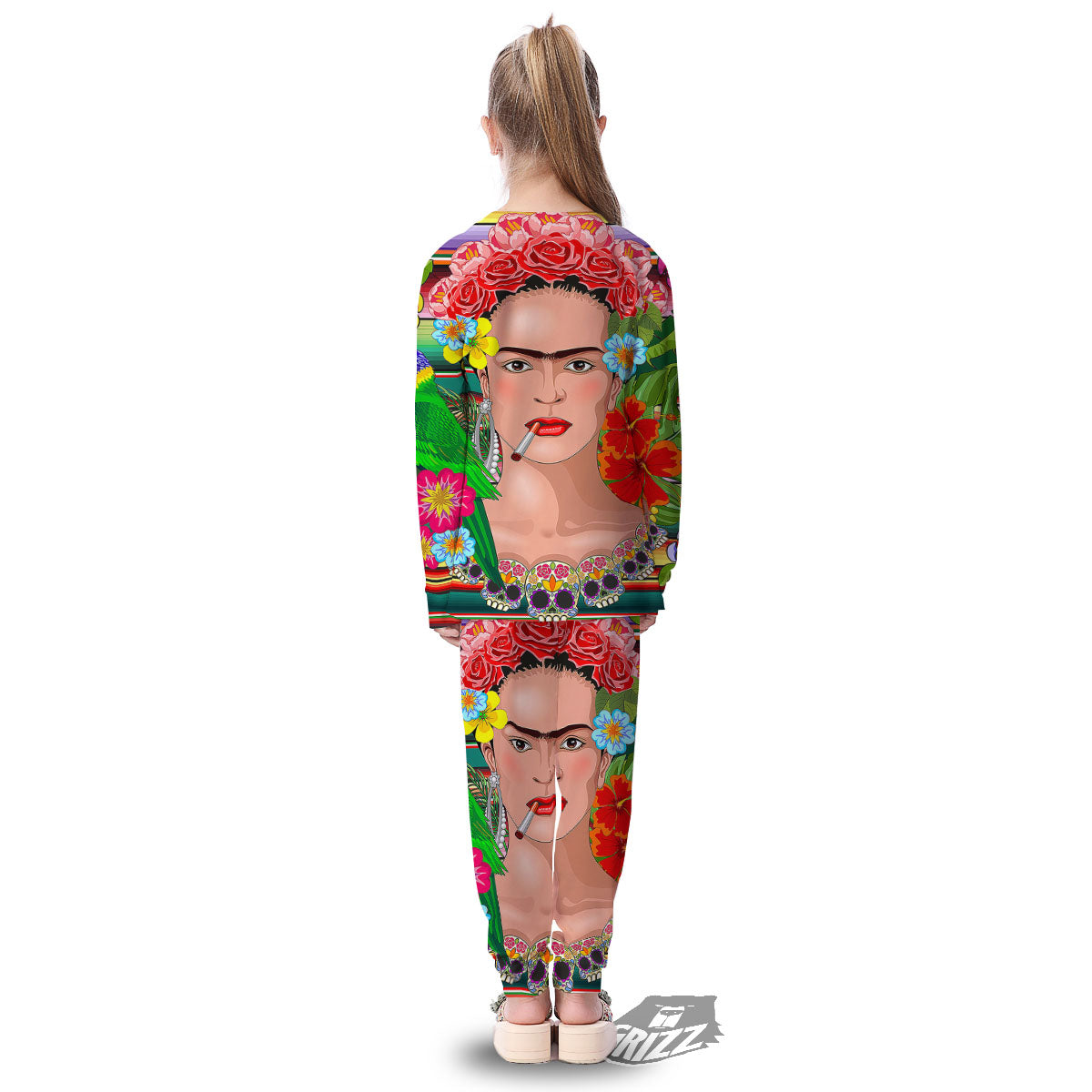 Serape Frida Kahlo Print Kid's Pajamas-grizzshop
