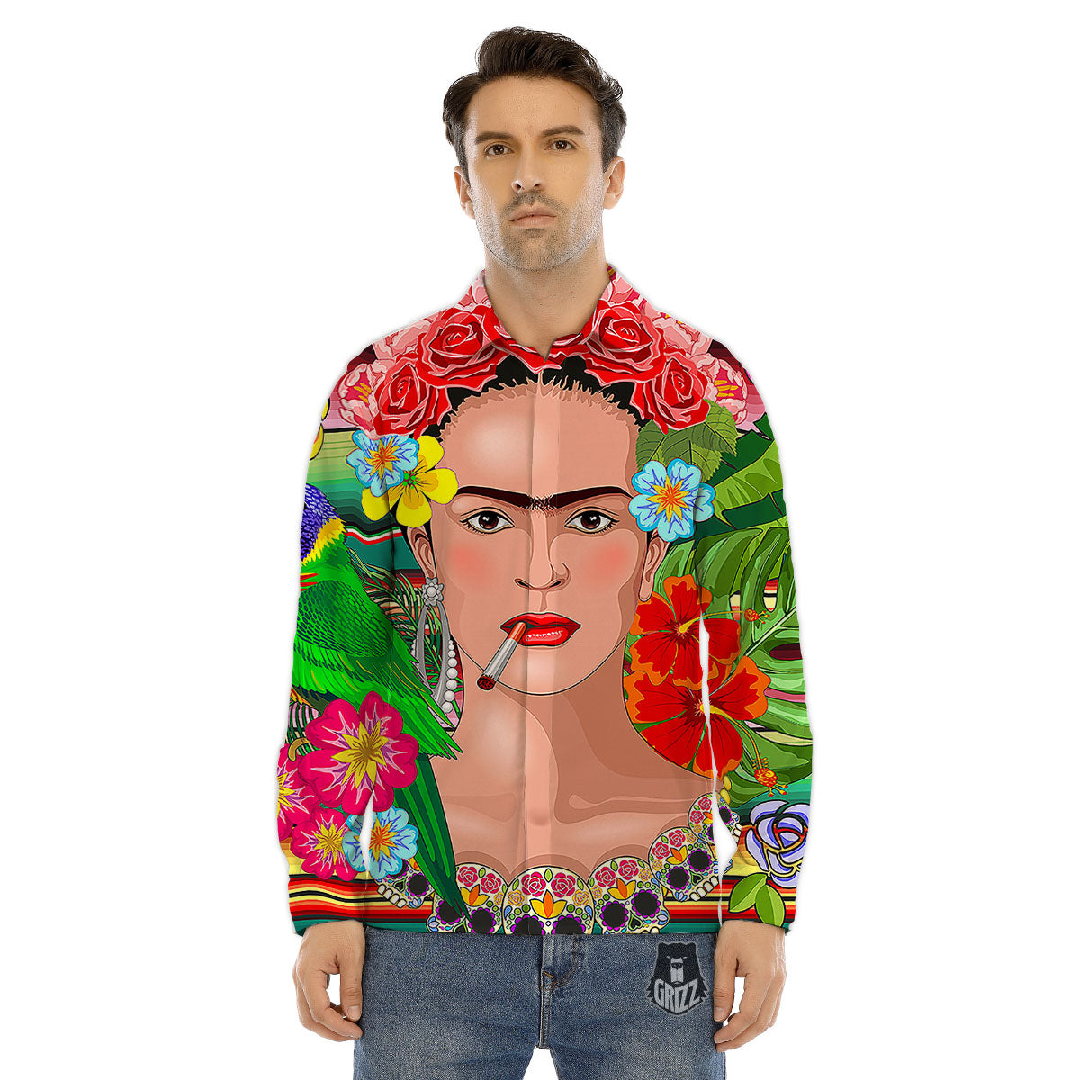 Serape Frida Kahlo Print Men's Dress Shirts-grizzshop