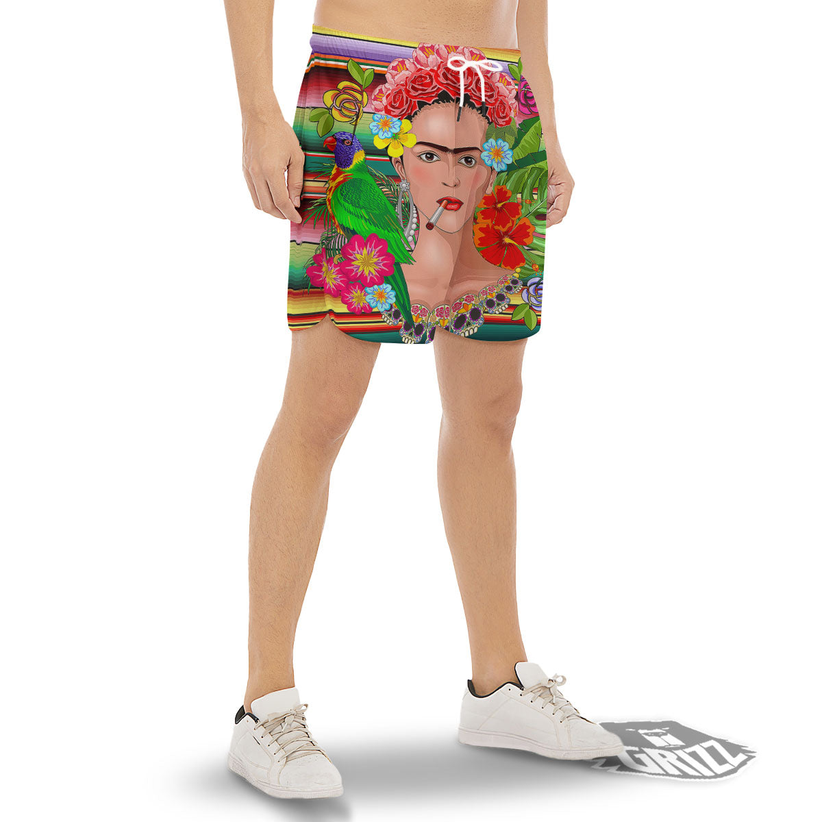 Serape Frida Kahlo Print Men's Gym Shorts-grizzshop