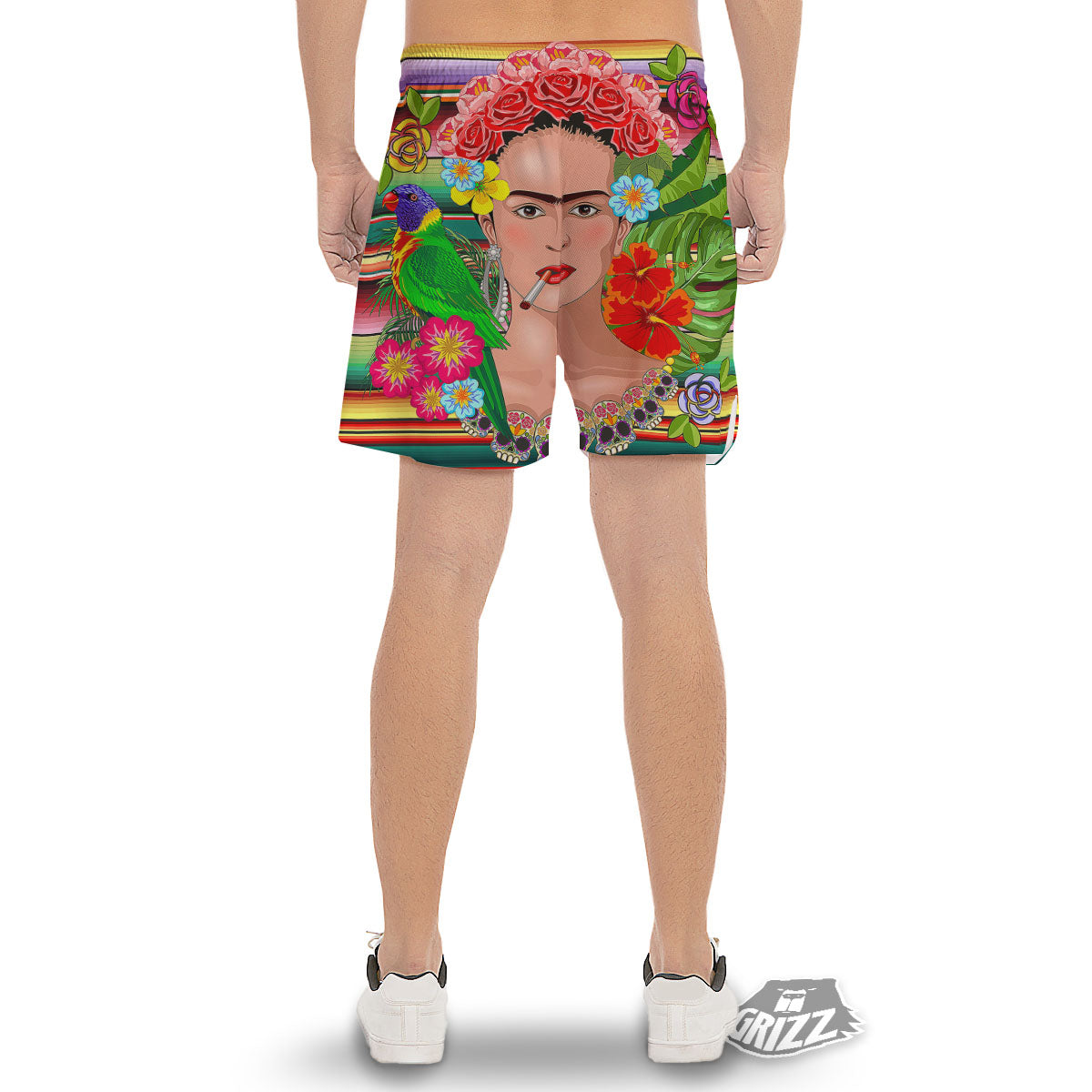 Serape Frida Kahlo Print Men's Gym Shorts-grizzshop