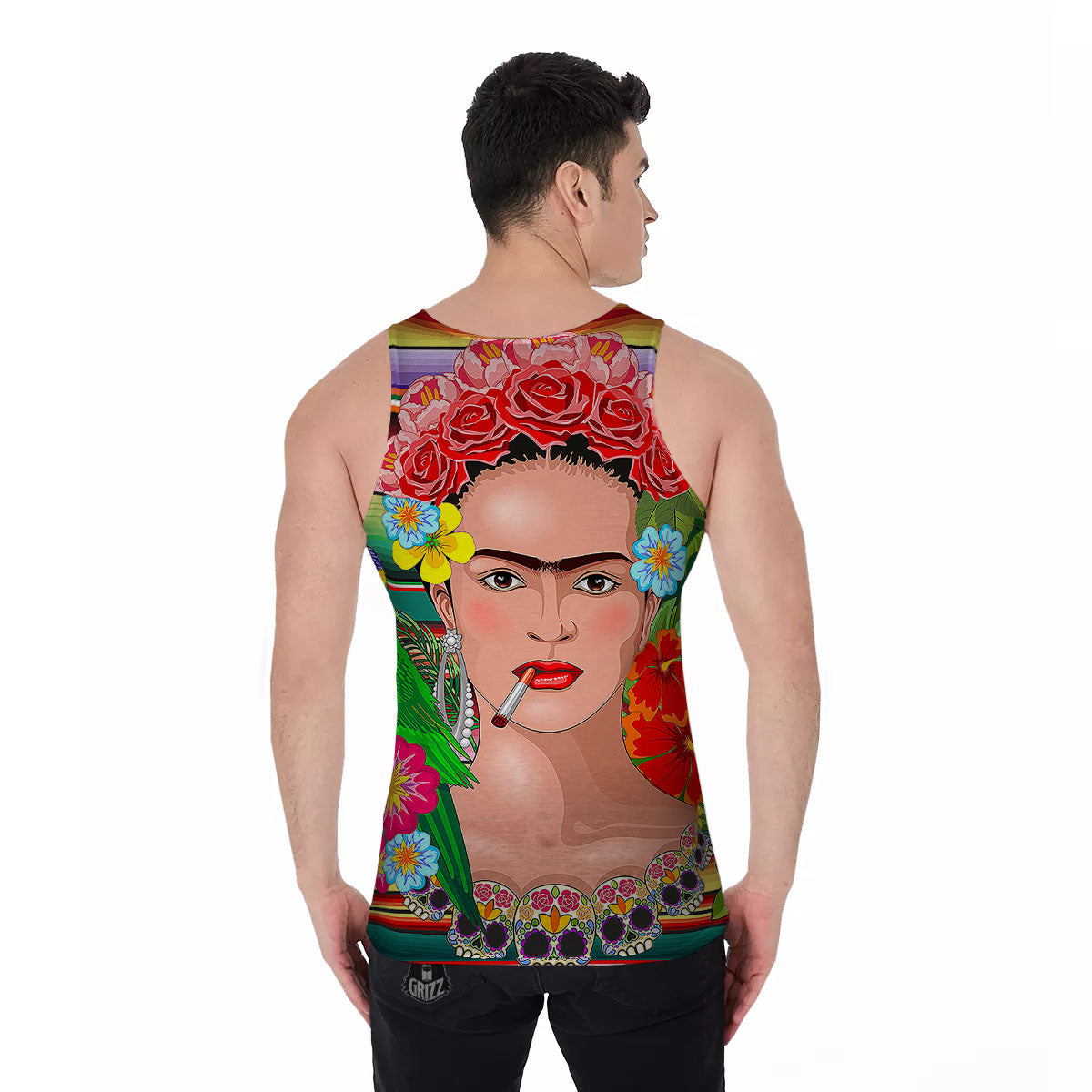 Serape Frida Kahlo Print Men's Tank Top-grizzshop