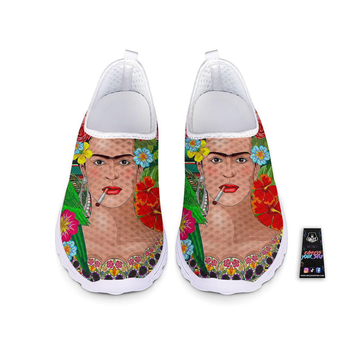 Serape Frida Kahlo Print Nurse Shoes-grizzshop