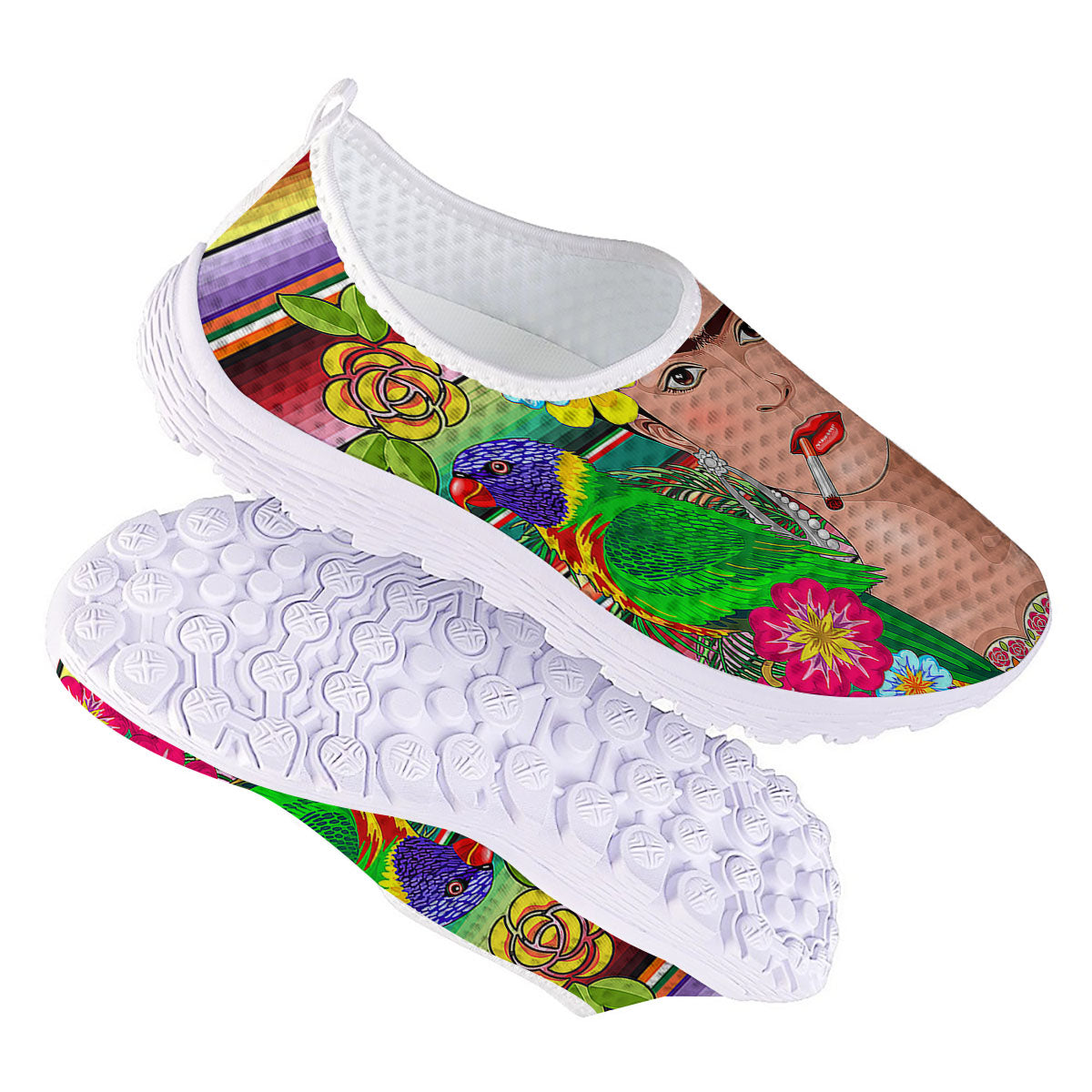 Serape Frida Kahlo Print Nurse Shoes-grizzshop