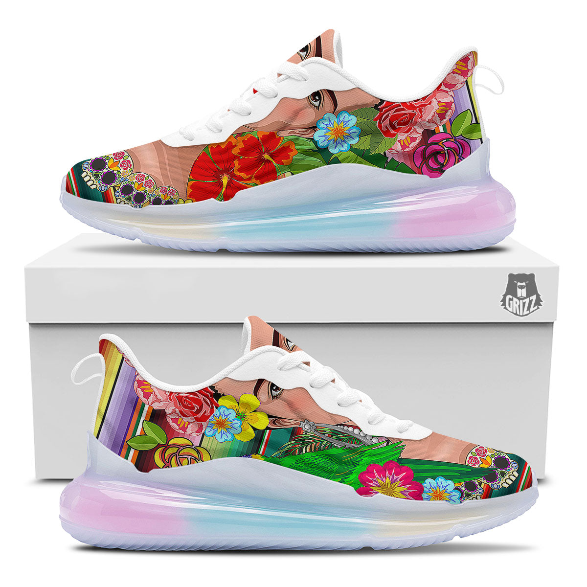 Serape Frida Kahlo Print Running Sneakers-grizzshop