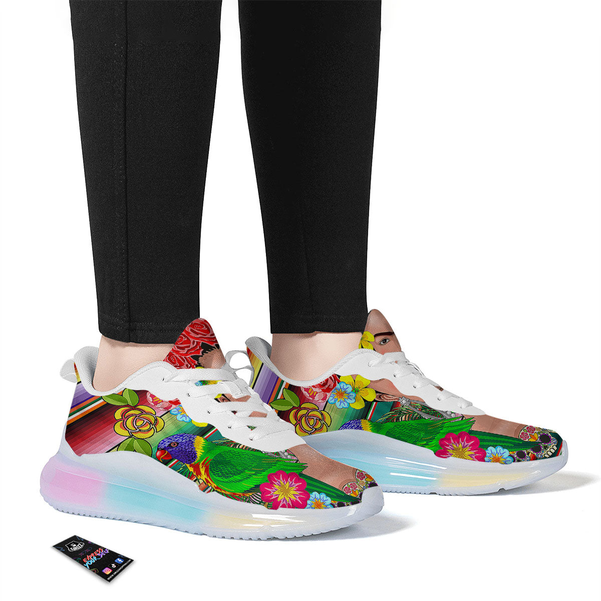 Serape Frida Kahlo Print Running Sneakers-grizzshop