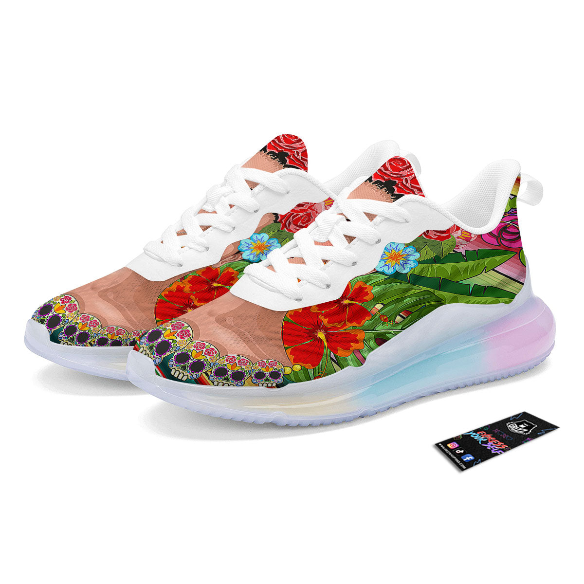Serape Frida Kahlo Print Running Sneakers-grizzshop