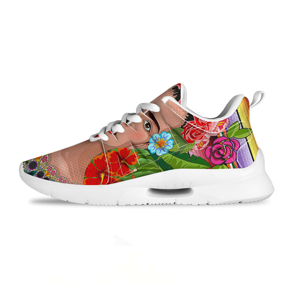 Serape Frida Kahlo Print Tennis Shoes-grizzshop