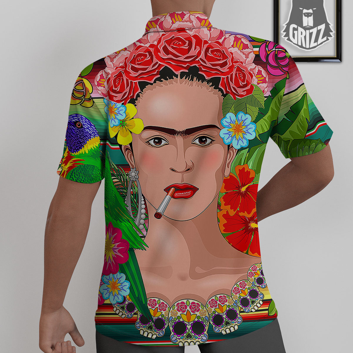 Serape Frida Kahlo Print Untucked Shirts-grizzshop
