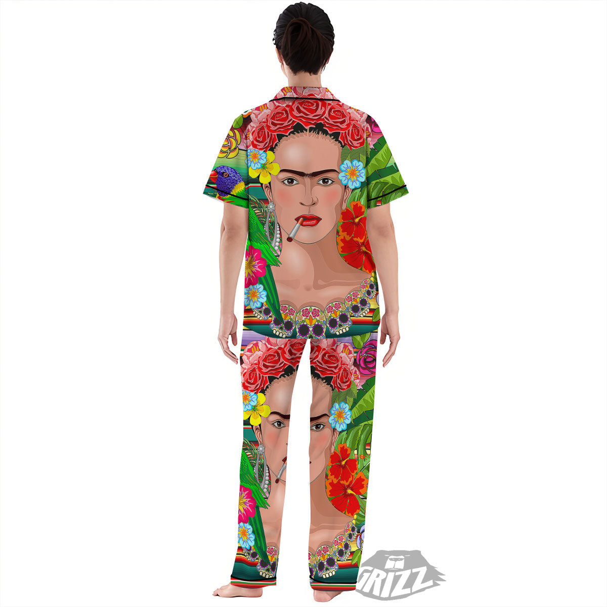 Serape Frida Kahlo Print Women's Pajamas Set-grizzshop