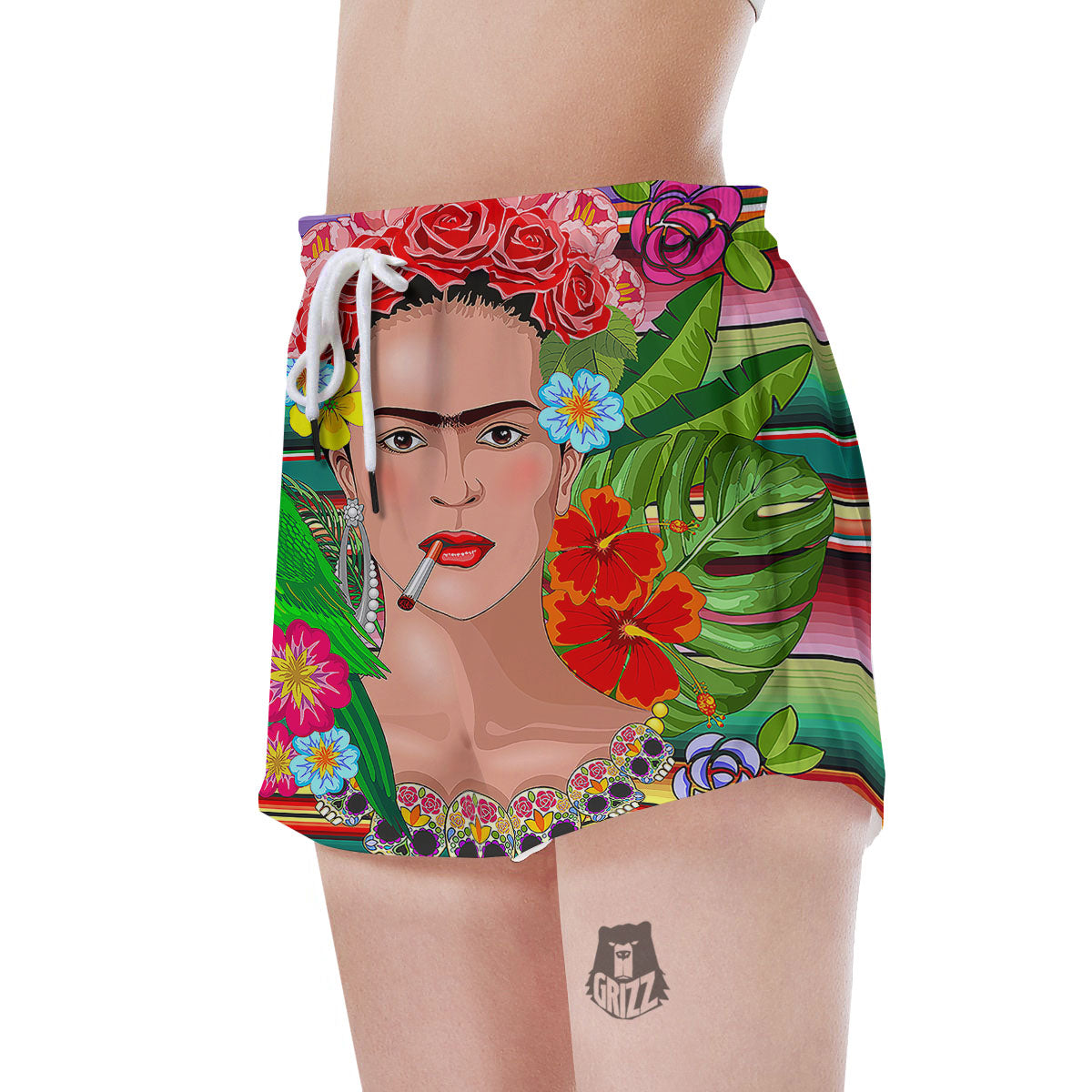 Serape Frida Kahlo Print Women's Shorts-grizzshop