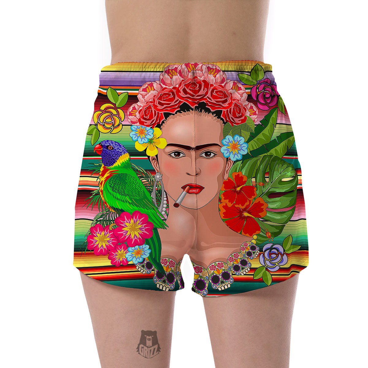 Serape Frida Kahlo Print Women's Shorts-grizzshop