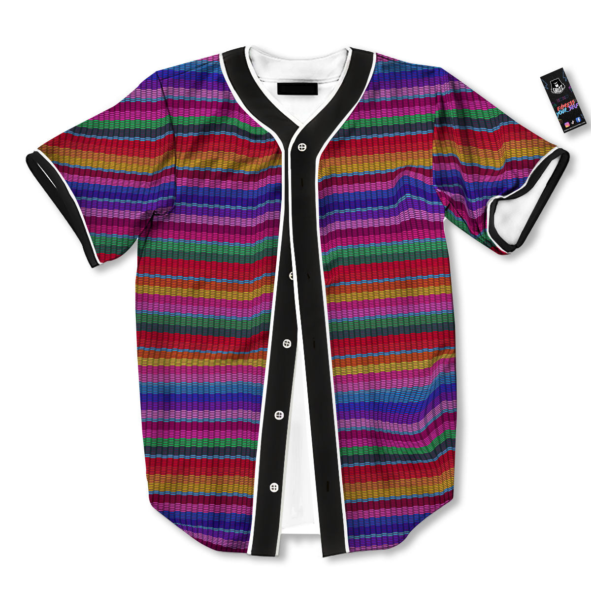 Serape Mexican Colorful Print Pattern Baseball Jersey-grizzshop
