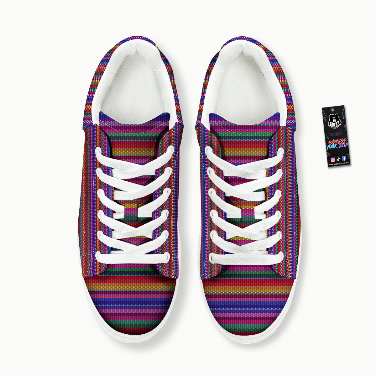 Serape Mexican Colorful Print Pattern Platform Shoes-grizzshop