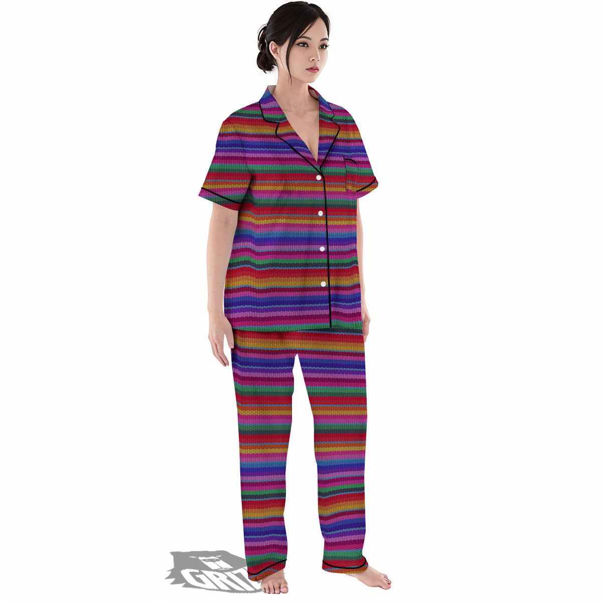 Serape Mexican Colorful Print Pattern Women's Pajamas Set-grizzshop