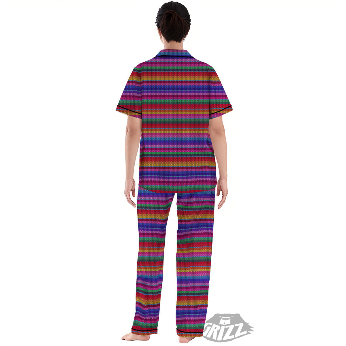 Serape Mexican Colorful Print Pattern Women's Pajamas Set-grizzshop