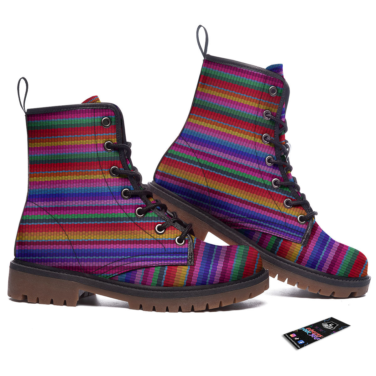 Serape Mexican Colorful Print Pattern Work Boots-grizzshop