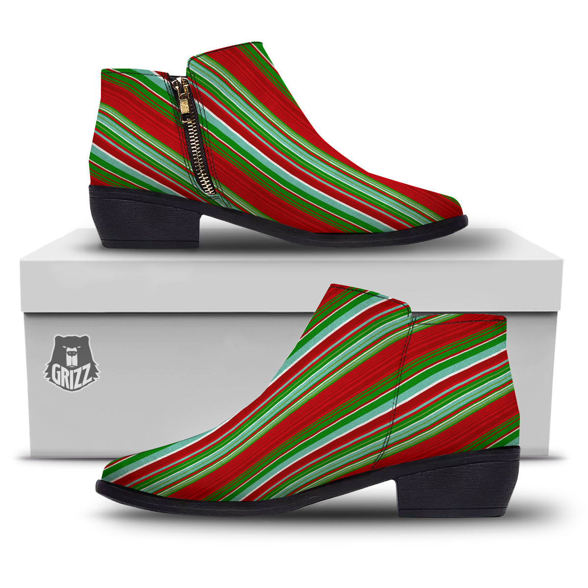 Serape Mexican Vintage Print Pattern Ankle Boots-grizzshop