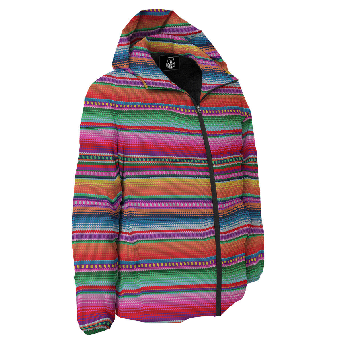 Serape Stripe Colorful Mexican Print Down Jacket-grizzshop