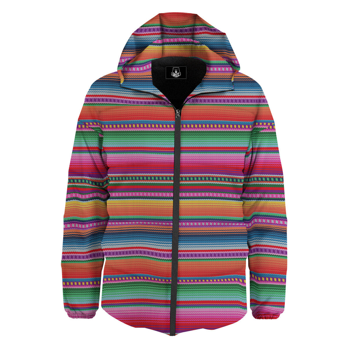 Serape Stripe Colorful Mexican Print Down Jacket-grizzshop