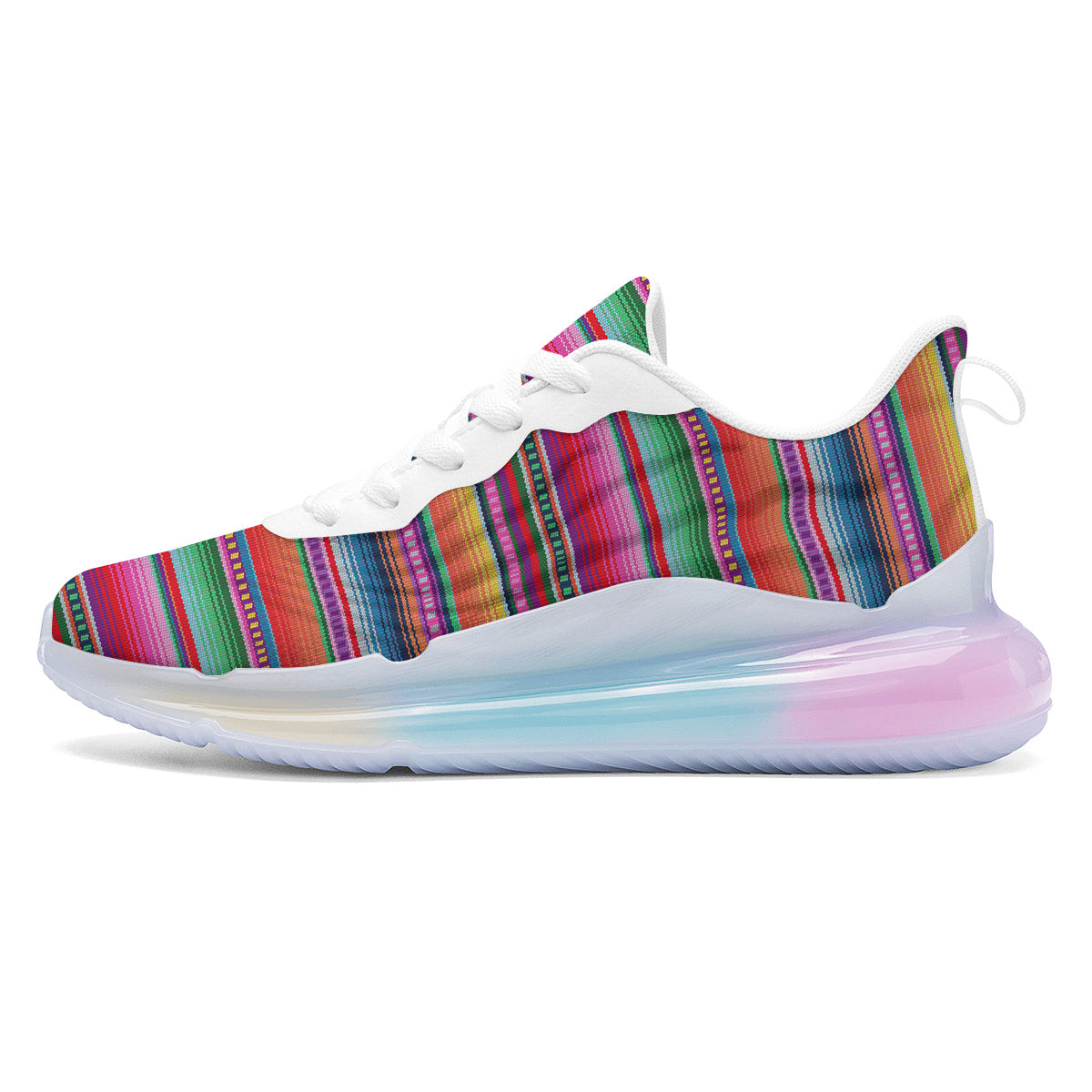 Serape Stripe Colorful Mexican Print Running Sneakers-grizzshop
