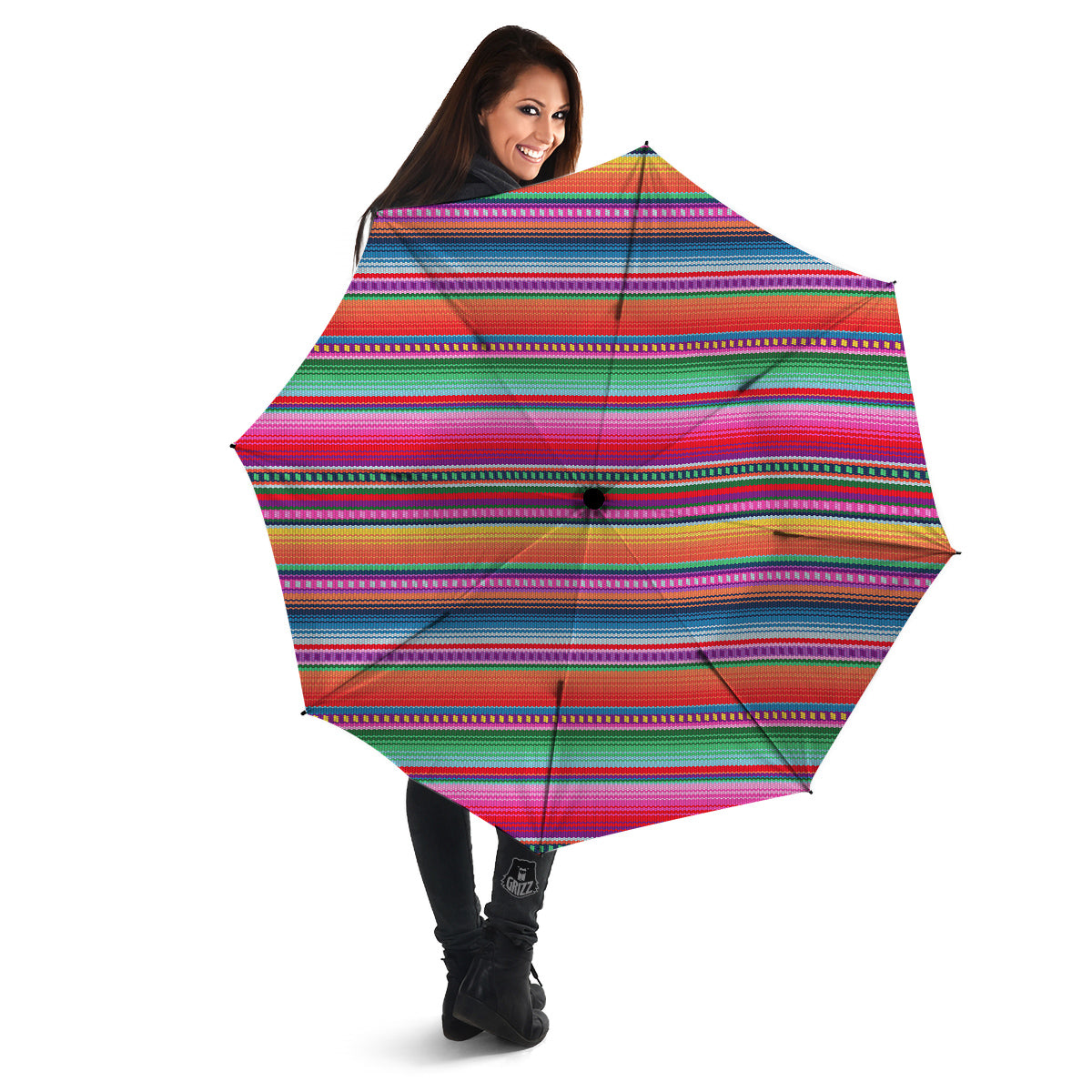 Serape Stripe Colorful Mexican Print Umbrella-grizzshop