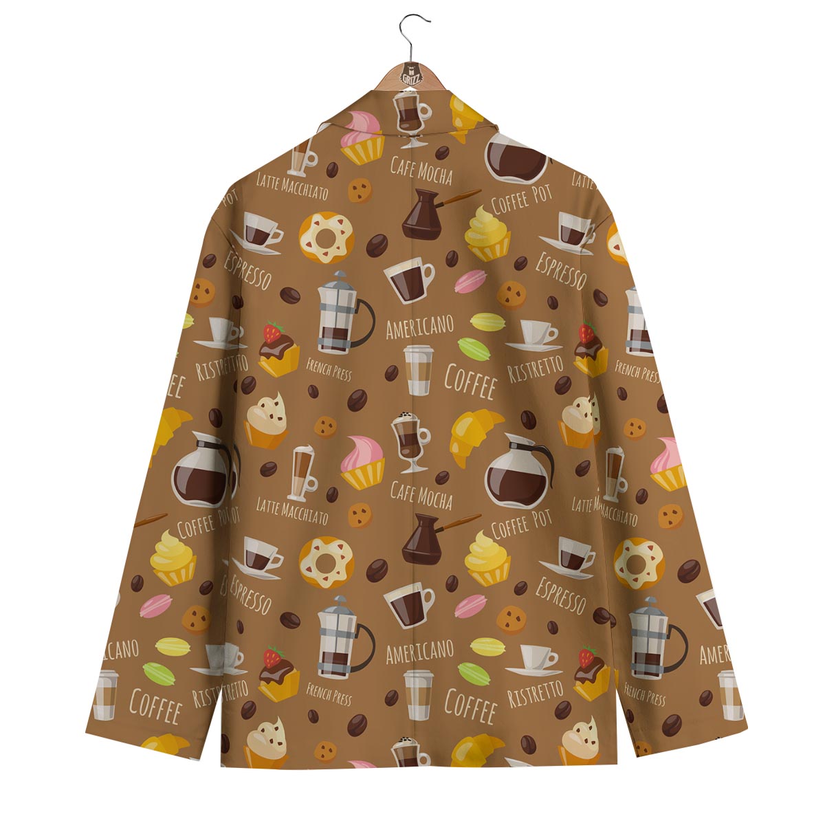 Set Coffee Pattern Print Men's Blazer-grizzshop