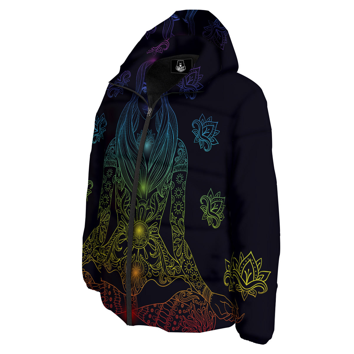 Seven Chakras Bohemian Print Down Jacket-grizzshop