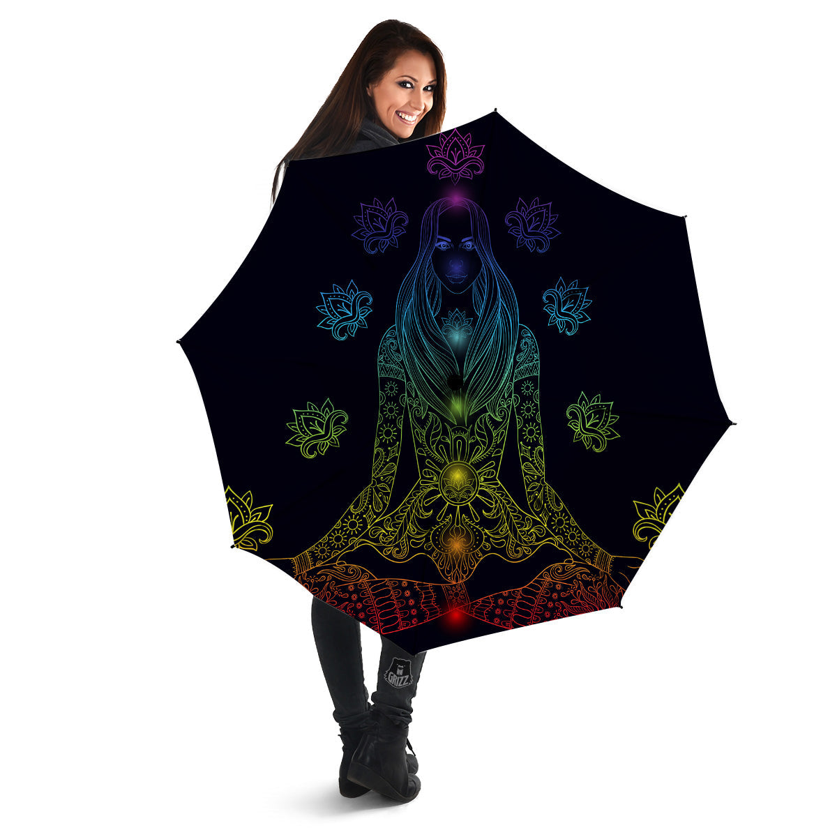Seven Chakras Bohemian Print Umbrella-grizzshop