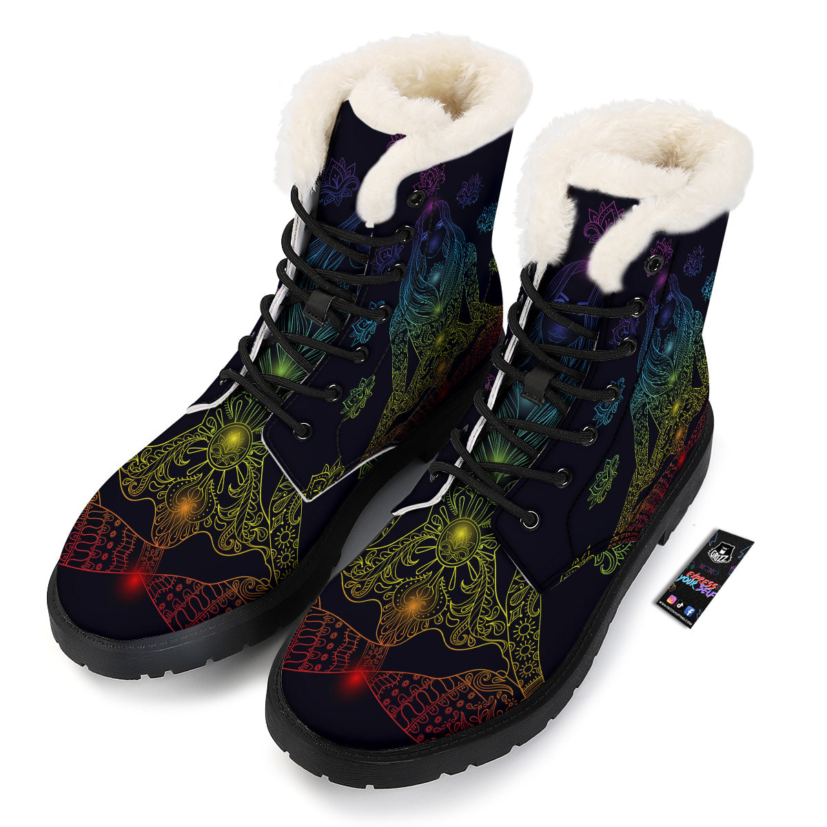 Seven Chakras Bohemian Print Winter Boots-grizzshop