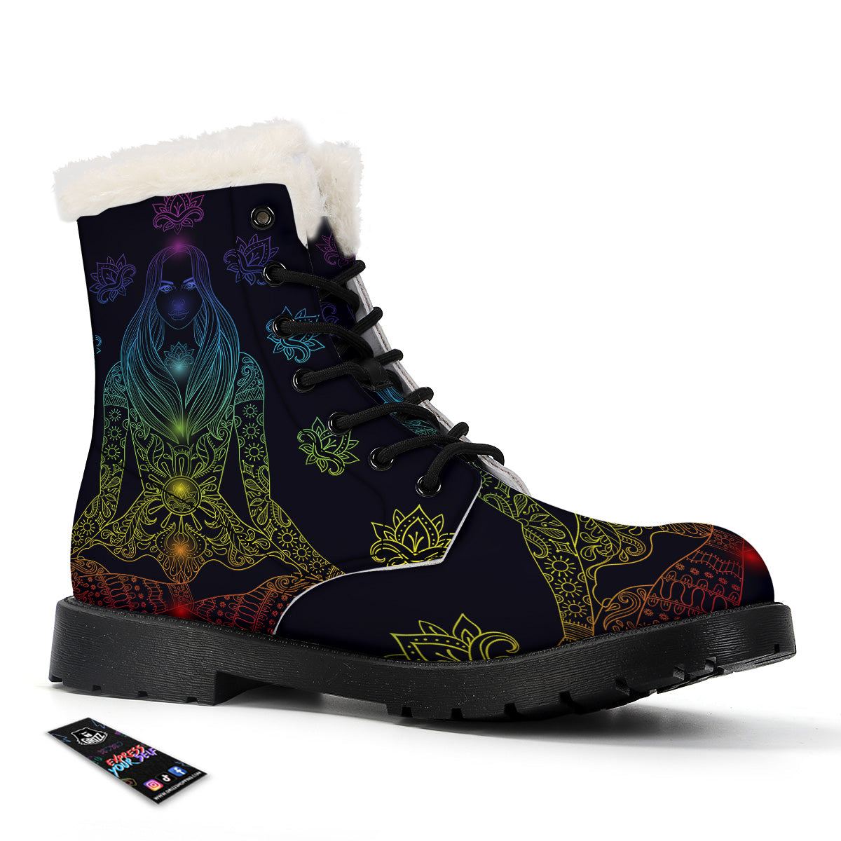 Seven Chakras Bohemian Print Winter Boots-grizzshop
