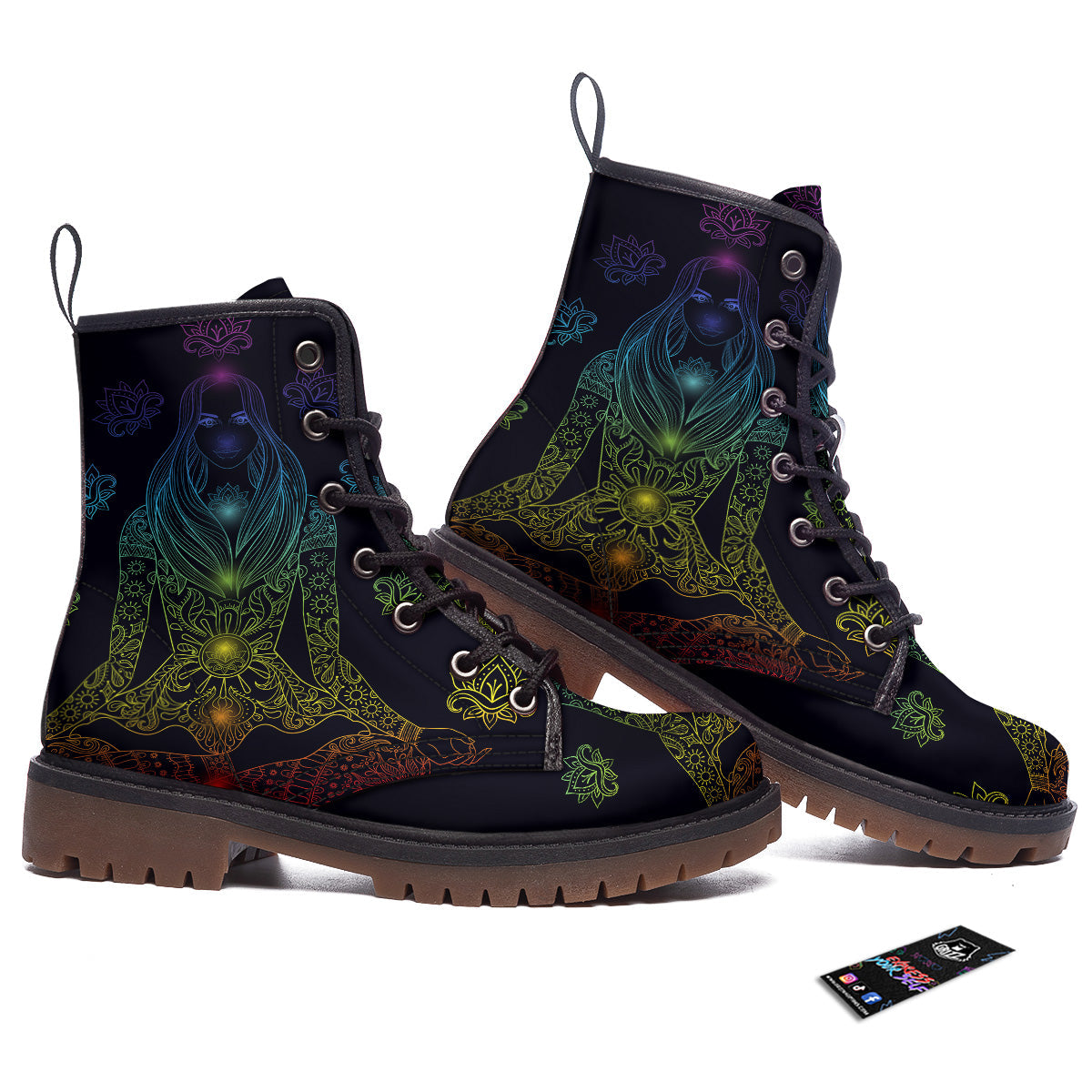 Seven Chakras Bohemian Print Work Boots-grizzshop