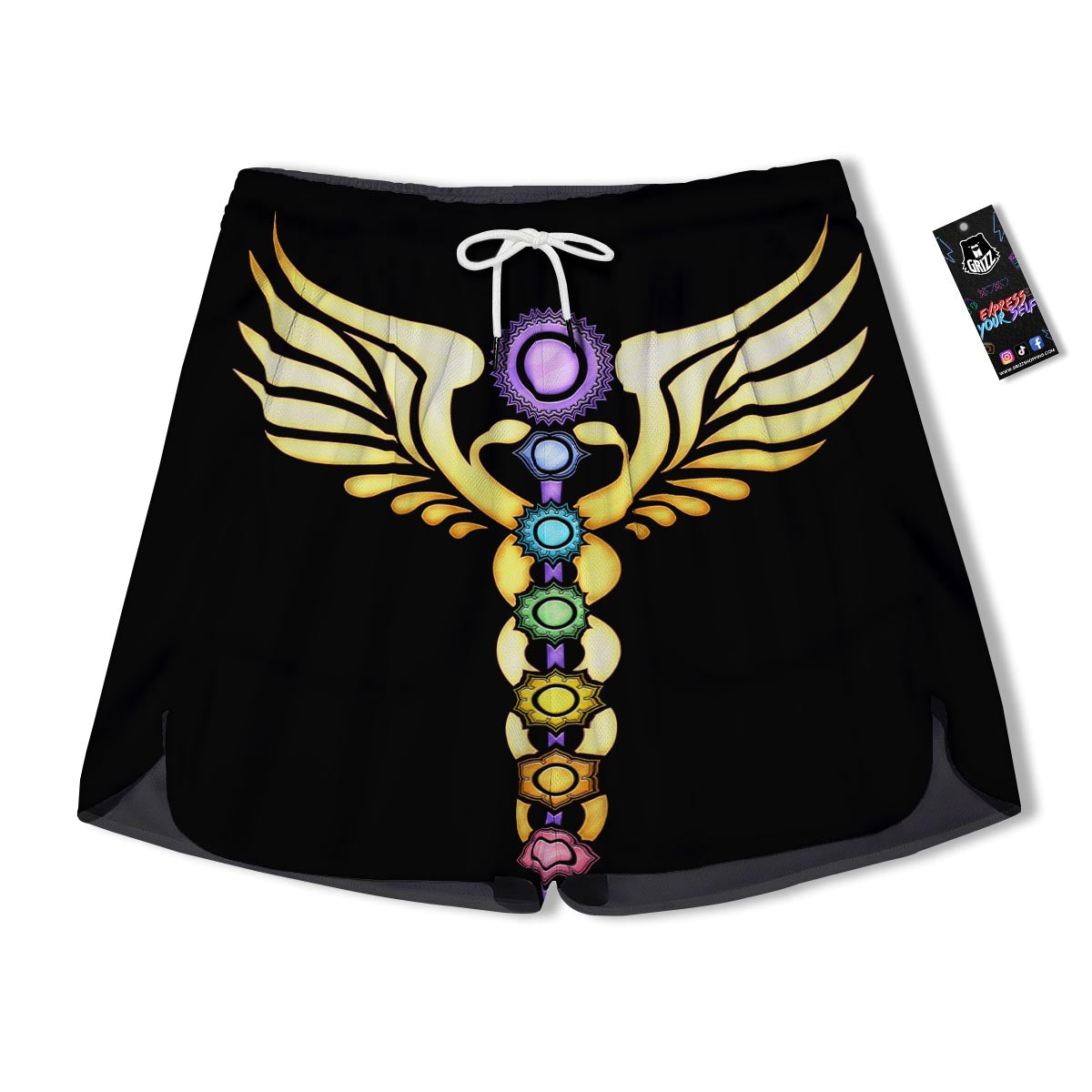 Seven Chakras Caduceus Print Muay Thai Boxing Shorts