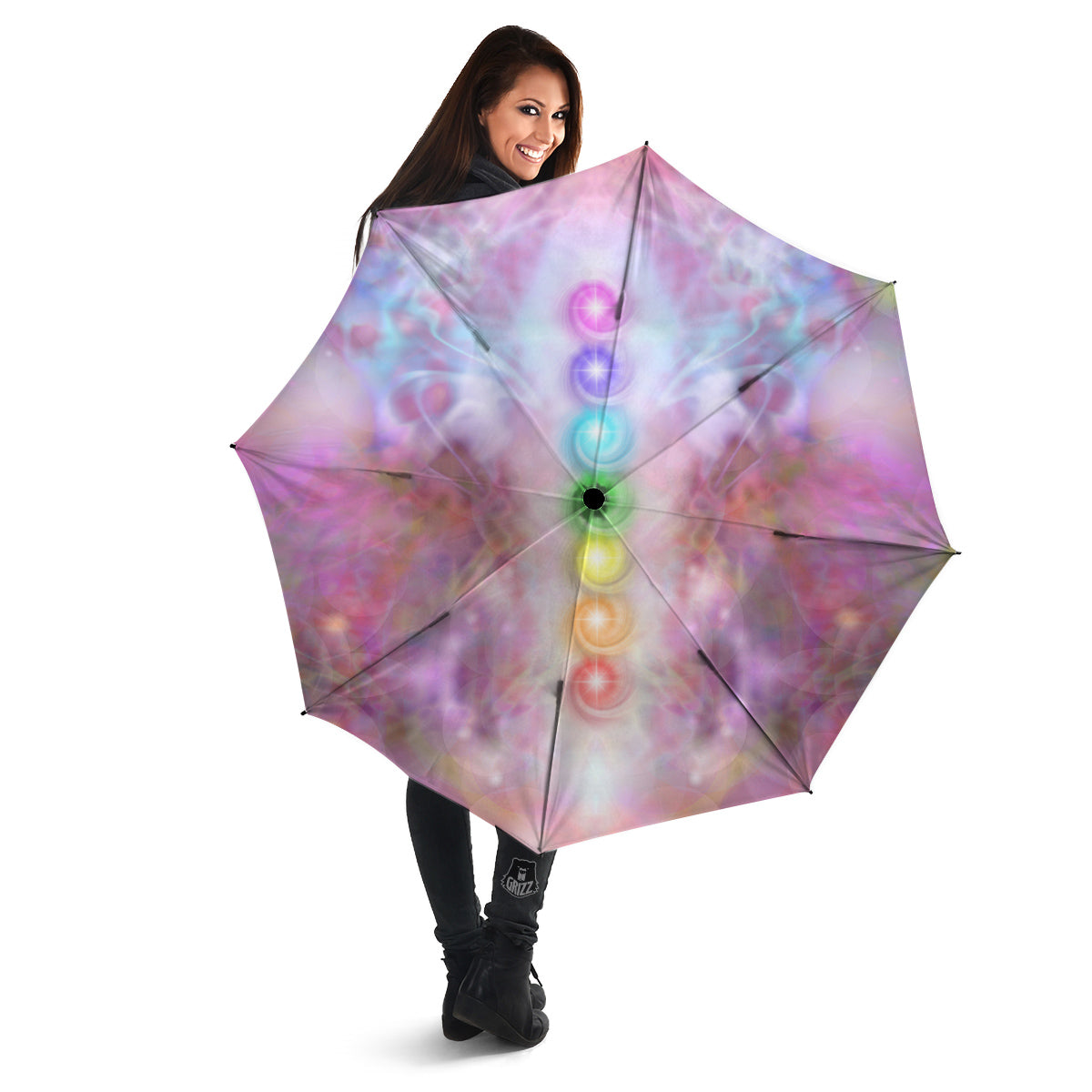 Seven Chakras Colorful Print Umbrella-grizzshop