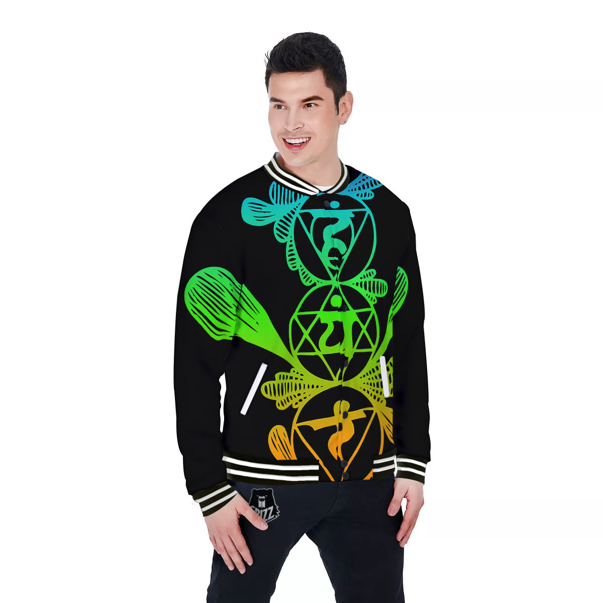 Seven Chakras Spiritual Print Baseball Jacket-grizzshop