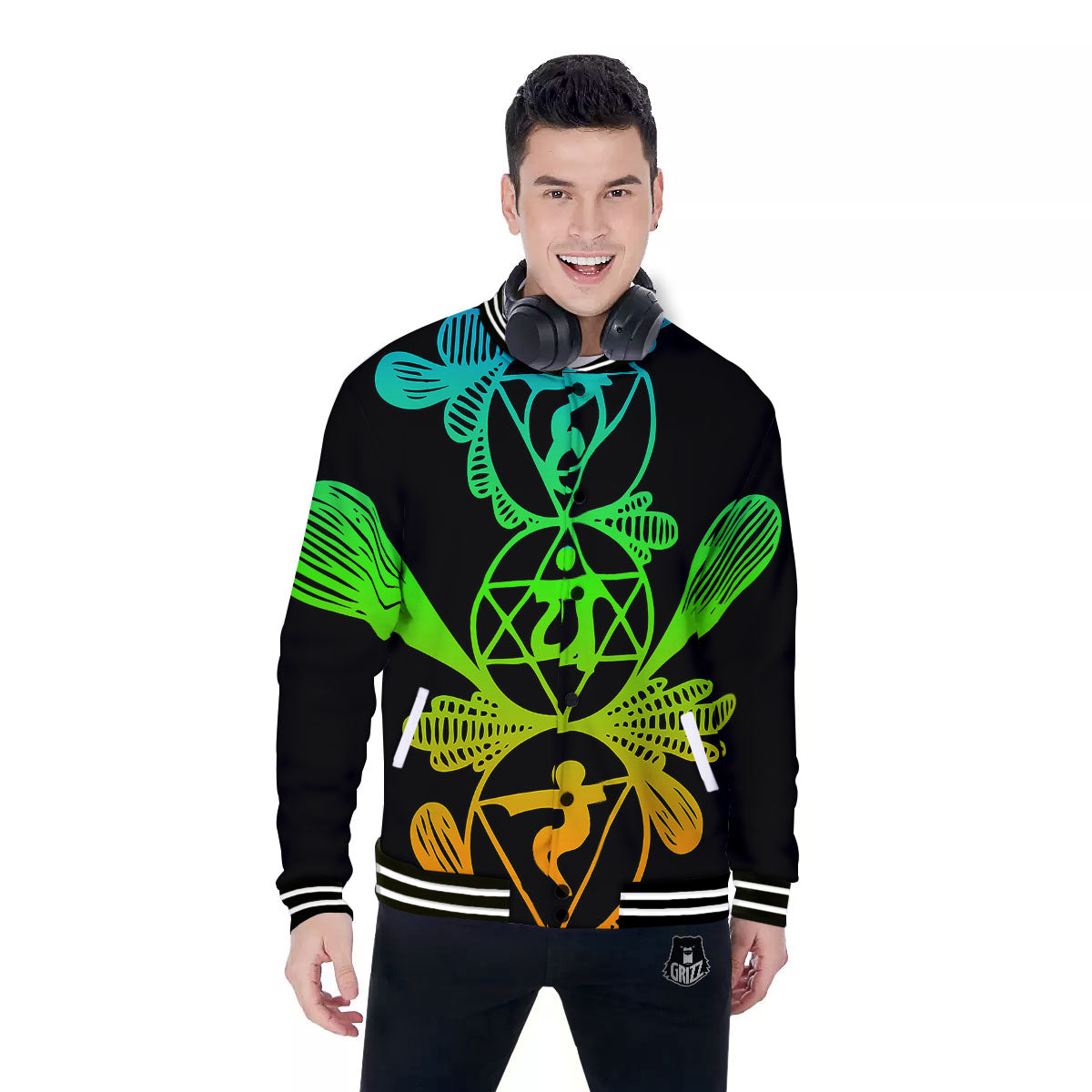 Seven Chakras Spiritual Print Baseball Jacket-grizzshop