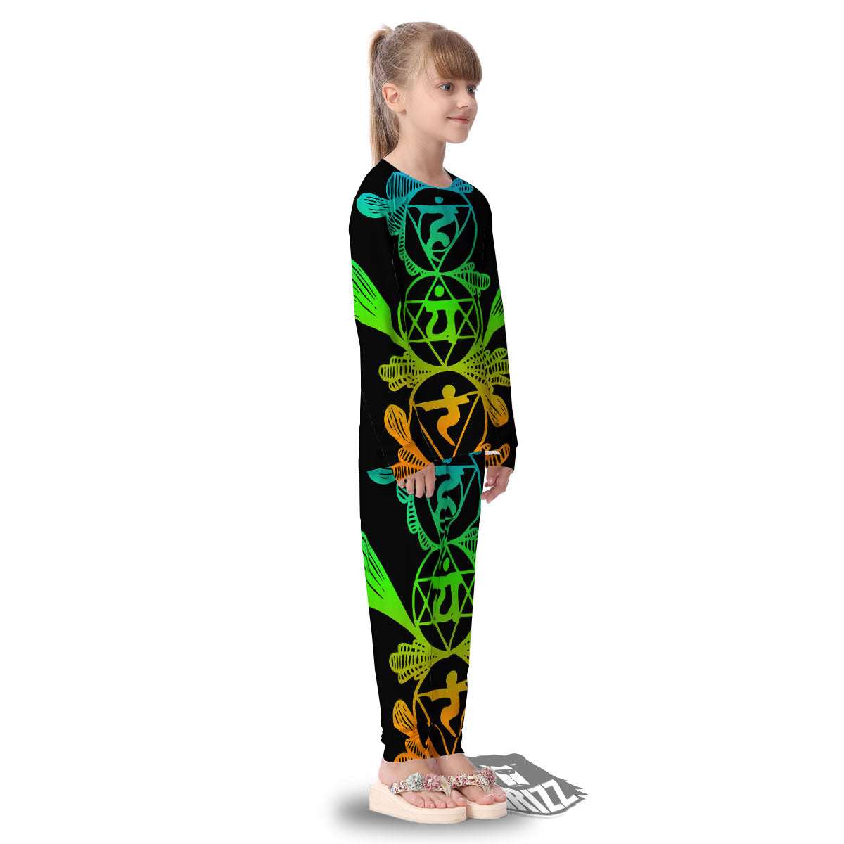 Seven Chakras Spiritual Print Kid's Pajamas-grizzshop