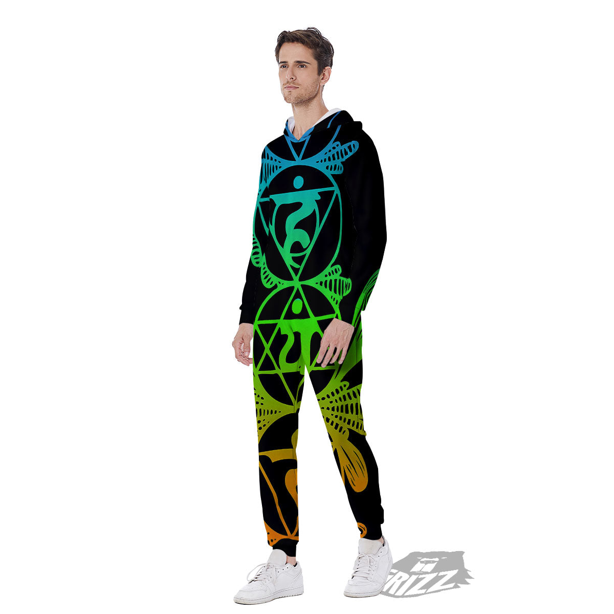 Seven Chakras Spiritual Print Men's Jumpsuit-grizzshop