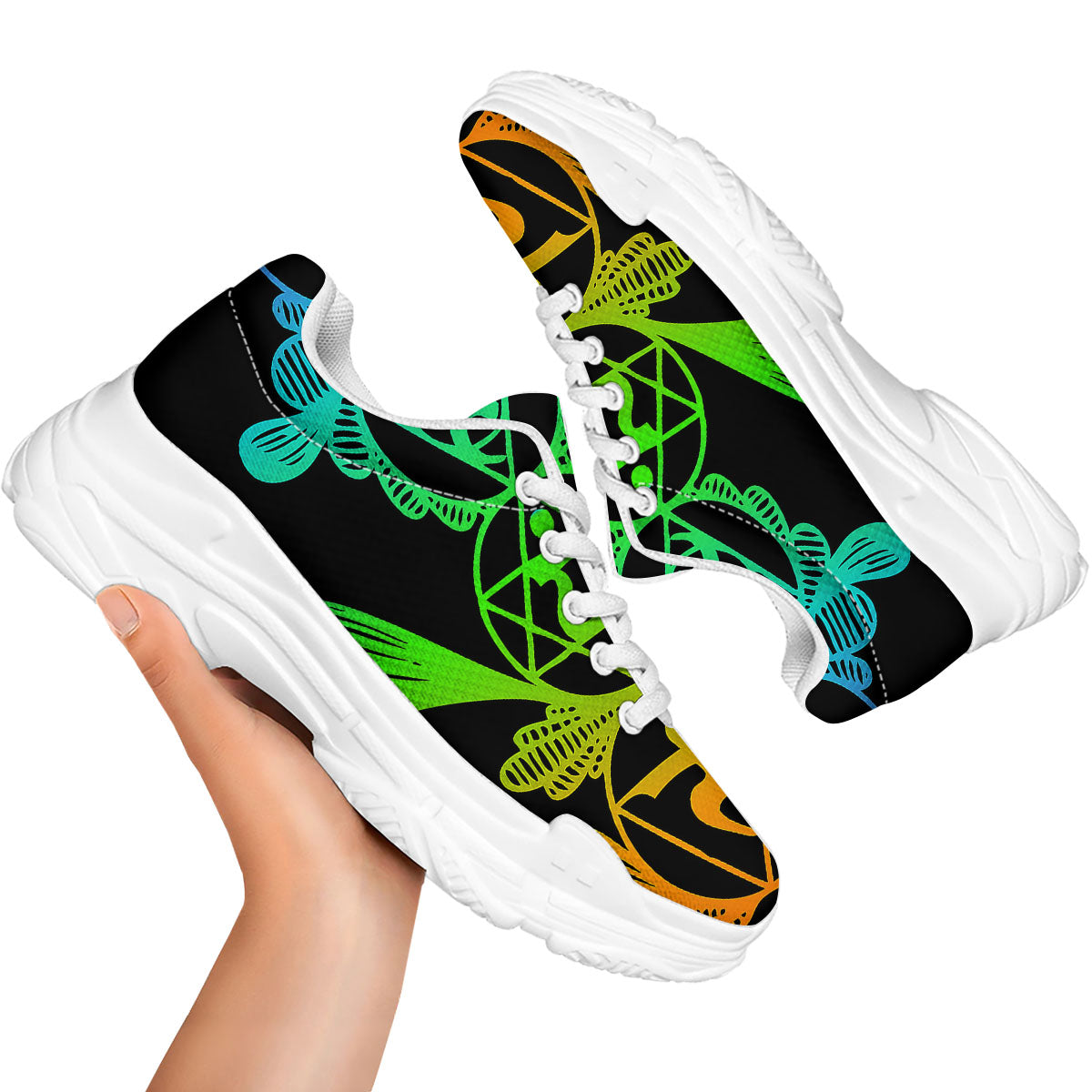 Seven Chakras Spiritual Print White Chunky Shoes-grizzshop