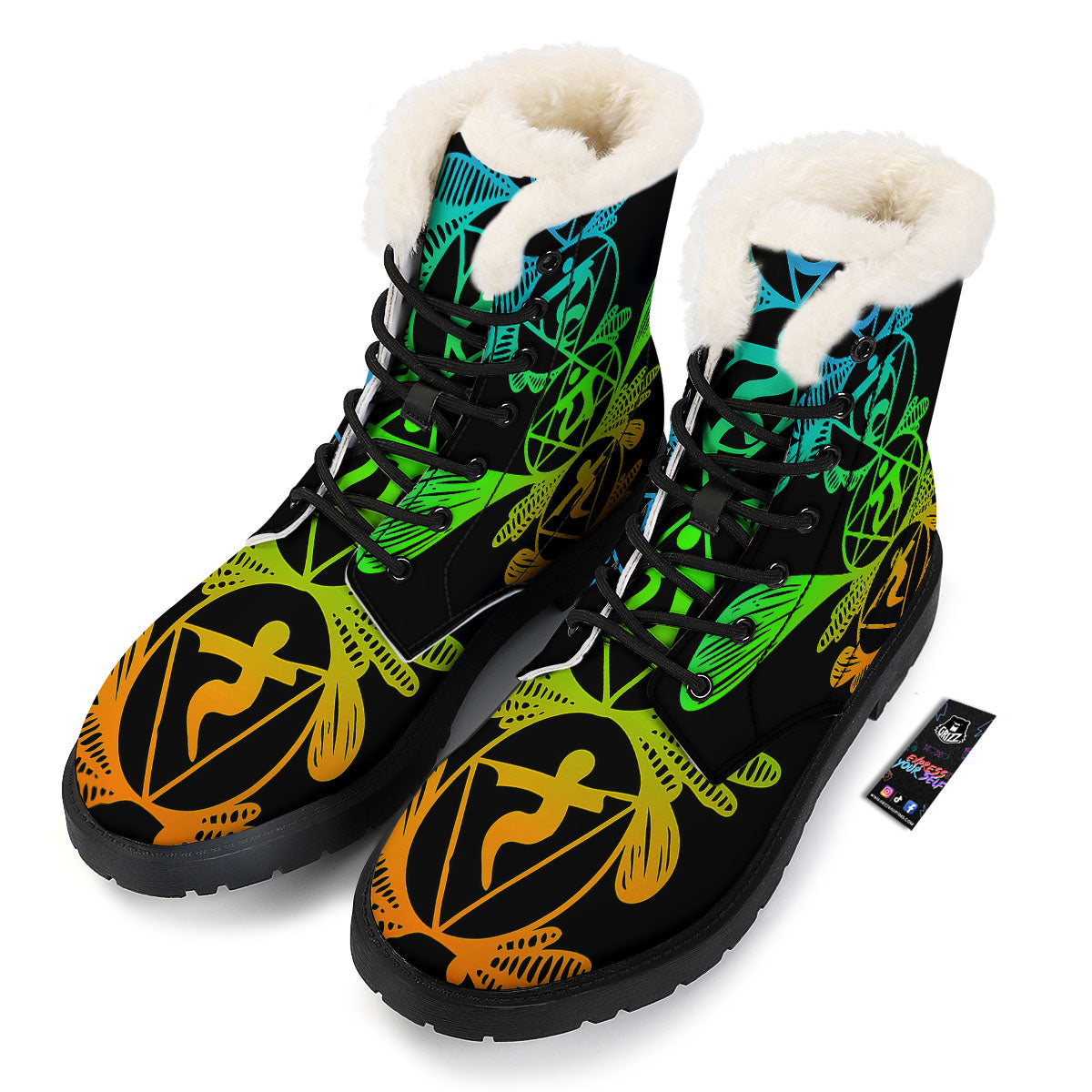 Seven Chakras Spiritual Print Winter Boots-grizzshop