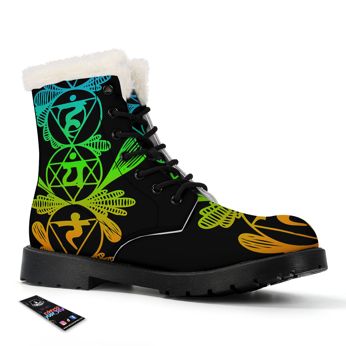 Seven Chakras Spiritual Print Winter Boots-grizzshop