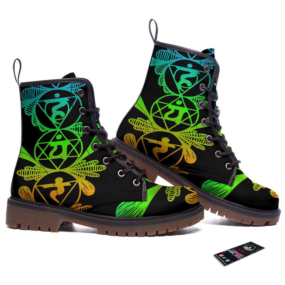 Seven Chakras Spiritual Print Work Boots-grizzshop