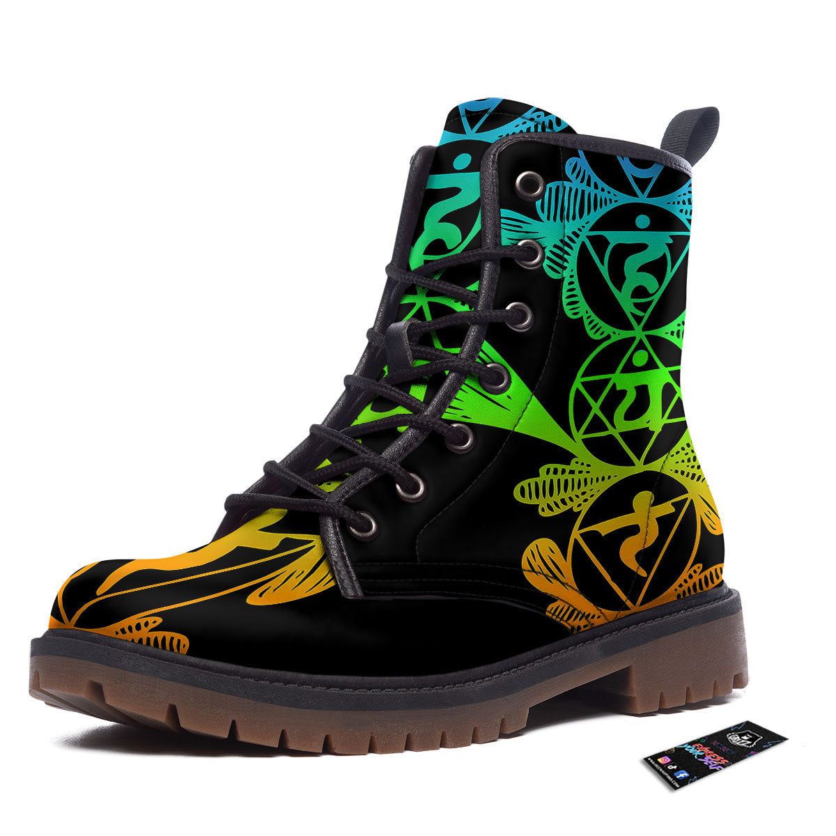 Seven Chakras Spiritual Print Work Boots-grizzshop