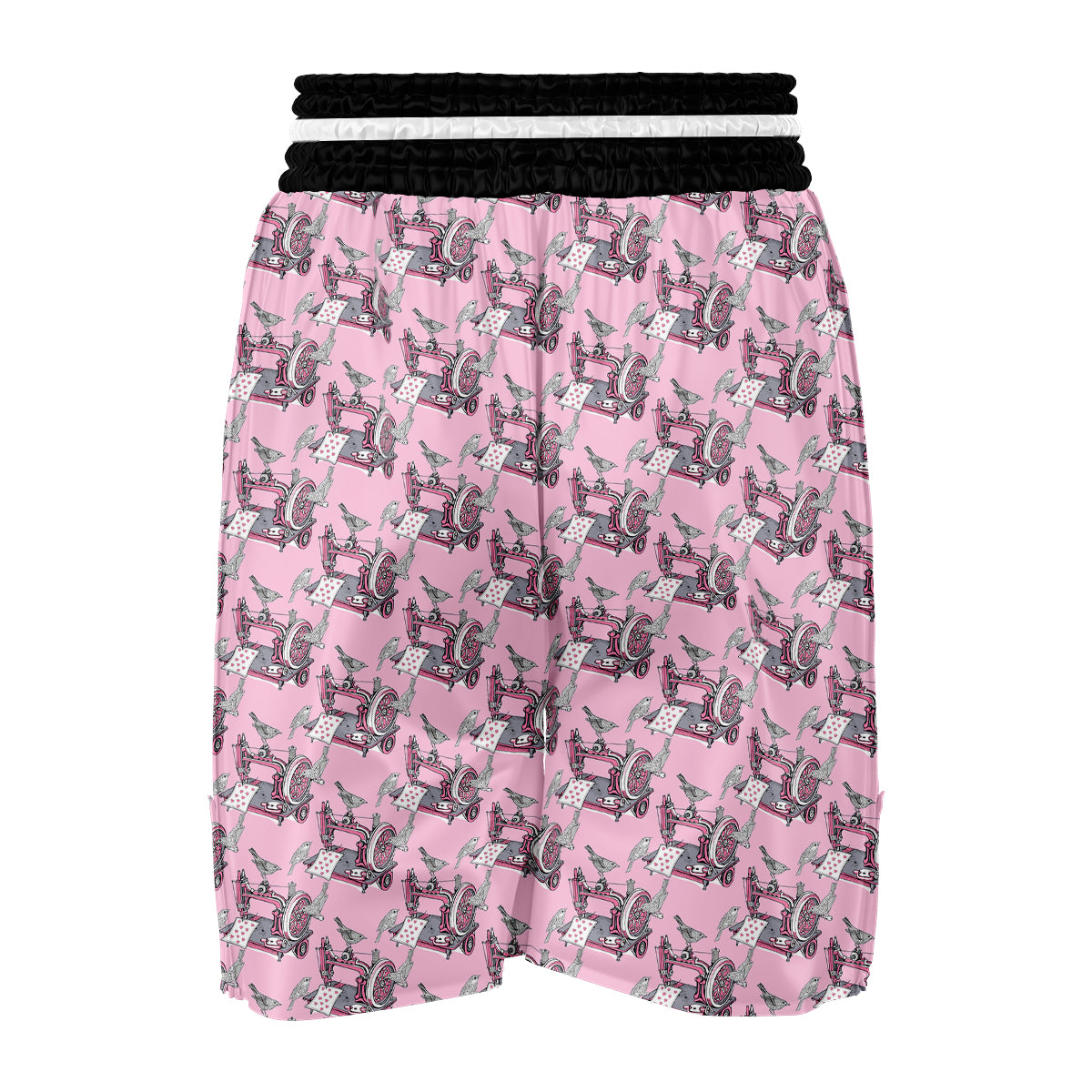 Sewing Machine Pattern Print Boxing Shorts-grizzshop