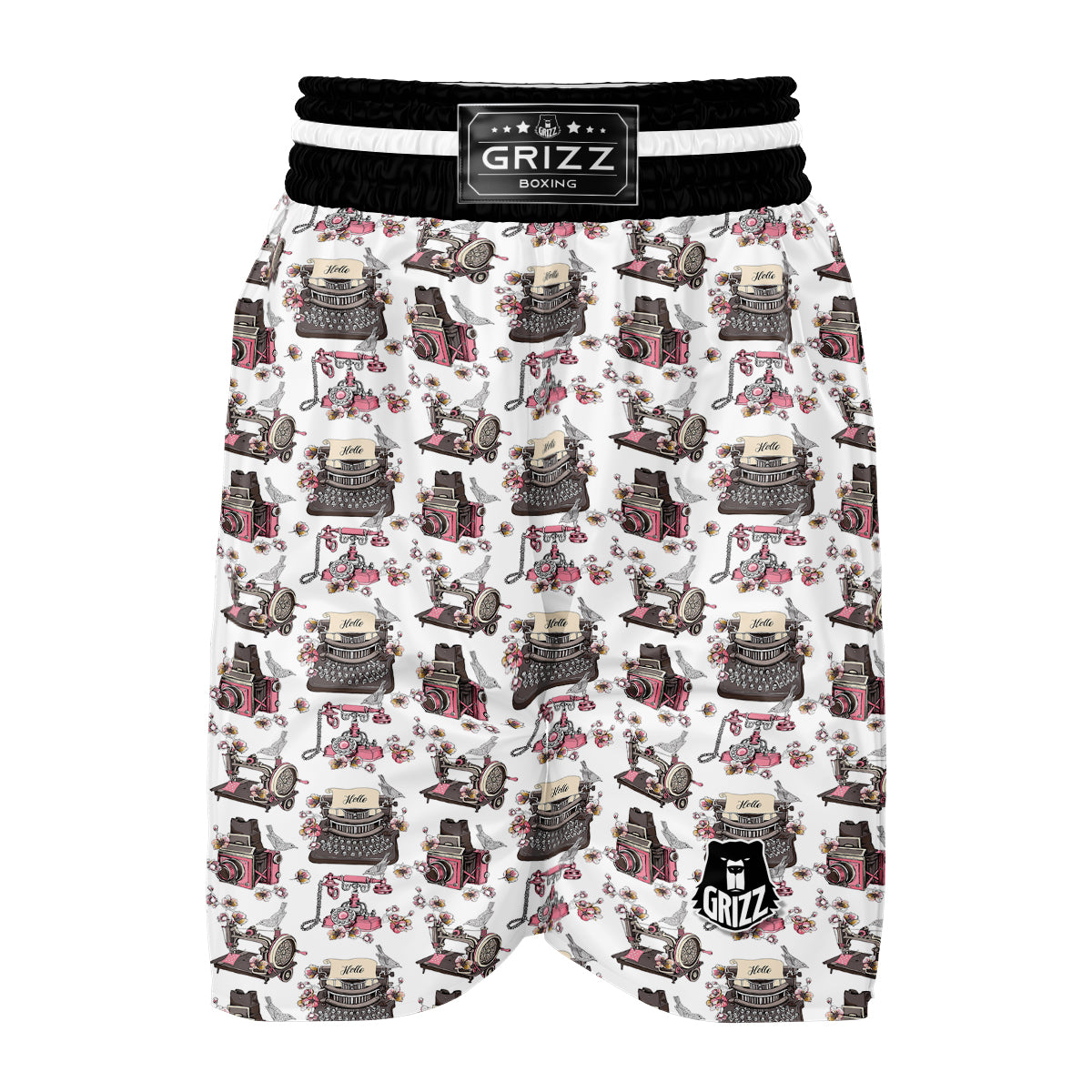 Sewing Machine Print Pattern Boxing Shorts-grizzshop